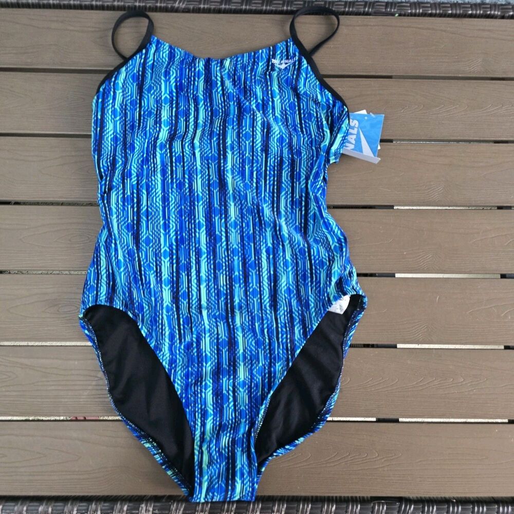 The Finals Women Zircon Swimsuit Swanback Green Blue 1 Piece Swim Sz 40 New